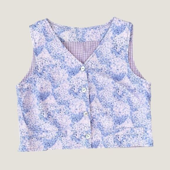Vintage Handmade Floral Button-Up Vest - Picture 1 of 2